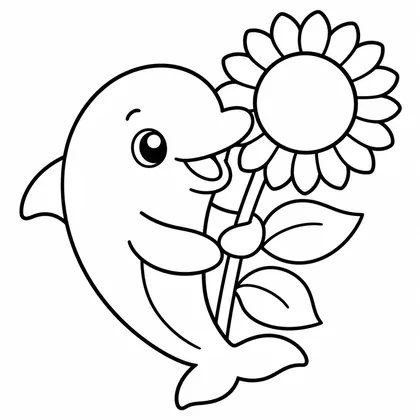 Planșă cu delfini de colorat