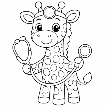 Planșă cu girafe de colorat