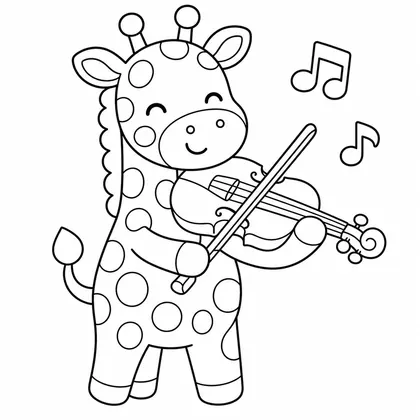 Planșă cu girafe de colorat