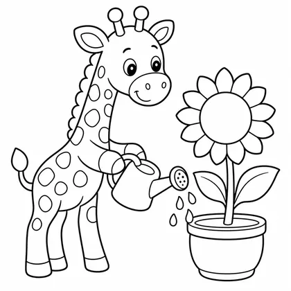 Planșă cu girafe de colorat