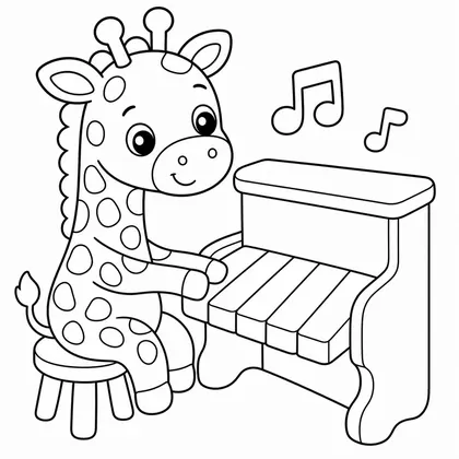 Planșă cu girafe de colorat
