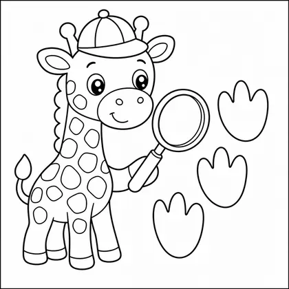 Planșă cu girafe de colorat