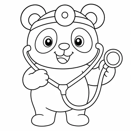 Planșă cu panda de colorat