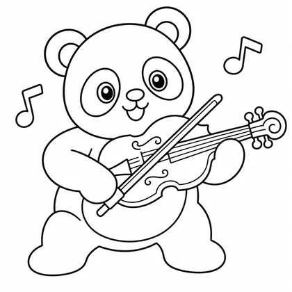 Planșă cu panda de colorat