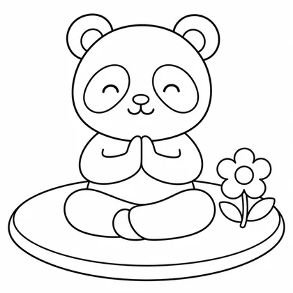 Planșă cu panda de colorat