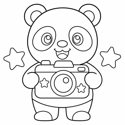 Planșă cu panda de colorat