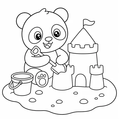 Planșă cu panda de colorat