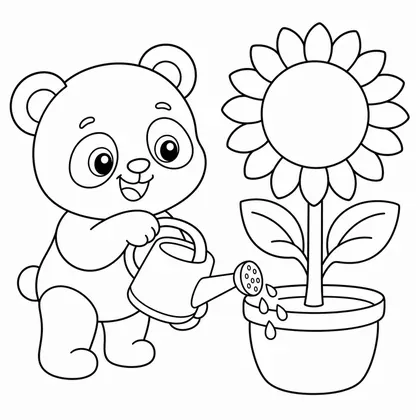Planșă cu panda de colorat