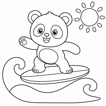 Planșă cu panda de colorat