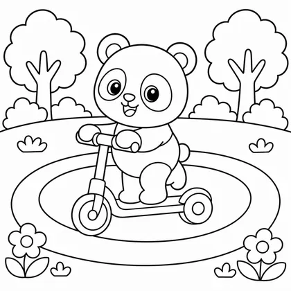 Planșă cu panda de colorat