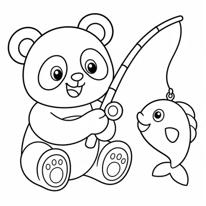 Planșă cu panda de colorat