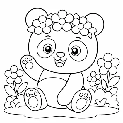 Planșă cu panda de colorat
