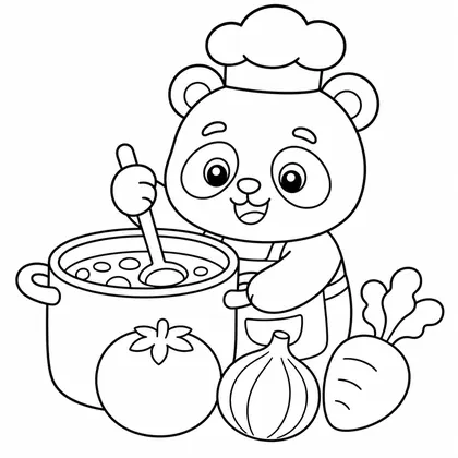 Planșă cu panda de colorat