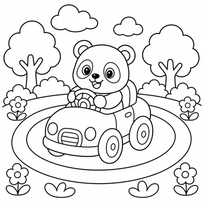 Planșă cu panda de colorat