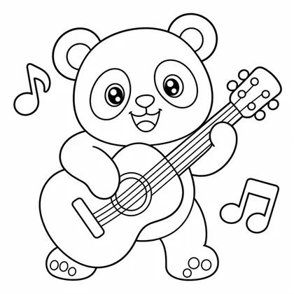 Planșă cu panda de colorat