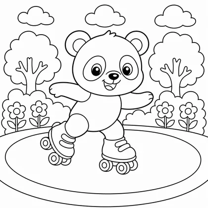 Planșă cu panda de colorat