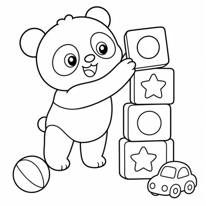 Planșă cu panda de colorat
