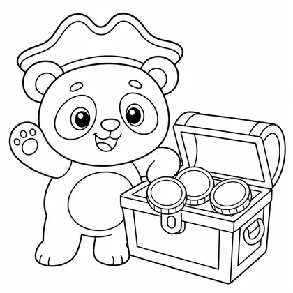 Planșă cu panda de colorat