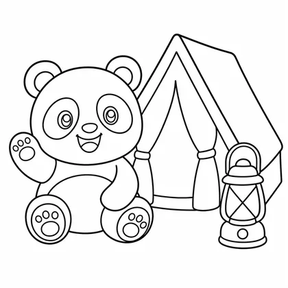 Planșă cu panda de colorat