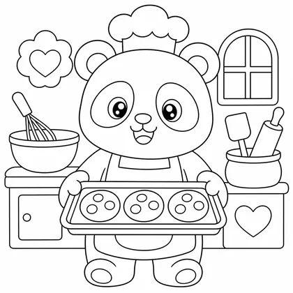 Planșă cu panda de colorat