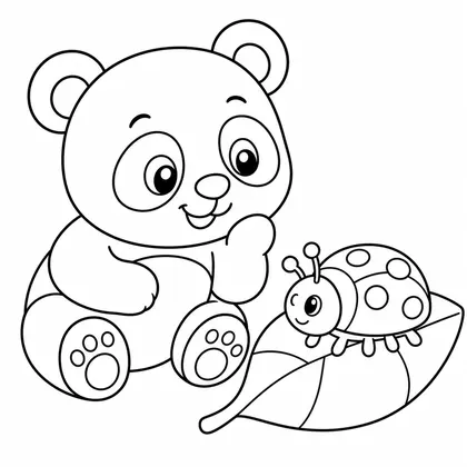 Planșă cu panda de colorat