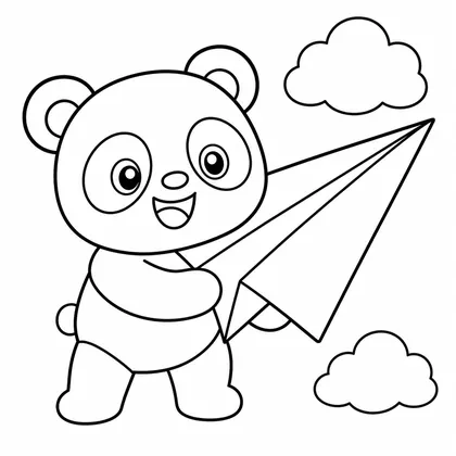 Planșă cu panda de colorat