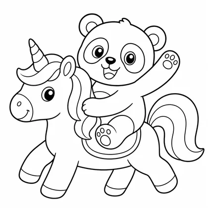 Planșă cu panda de colorat