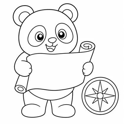 Planșă cu panda de colorat
