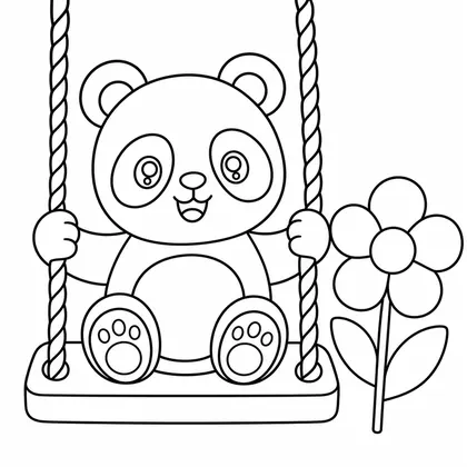 Planșă cu panda de colorat