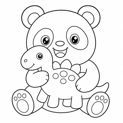 Planșă cu panda de colorat