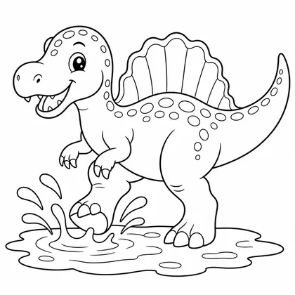 Planșă cu spinosaurus de colorat