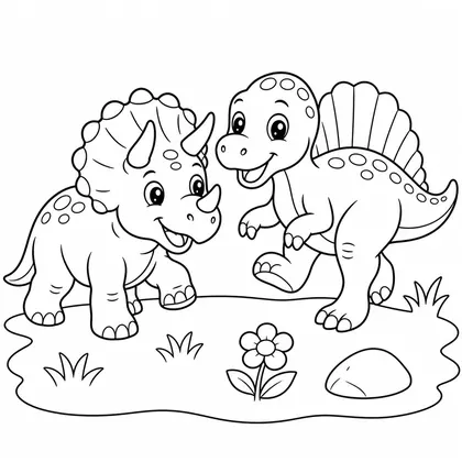 Planșă cu spinosaurus de colorat
