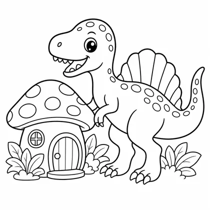 Planșă cu spinosaurus de colorat