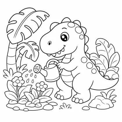 Planșă cu t-rex de colorat