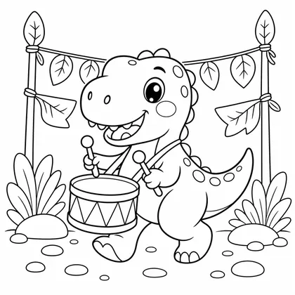 Planșă cu t-rex de colorat