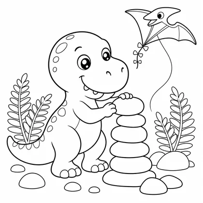Planșă cu t-rex de colorat