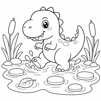 Planșă cu t-rex de colorat