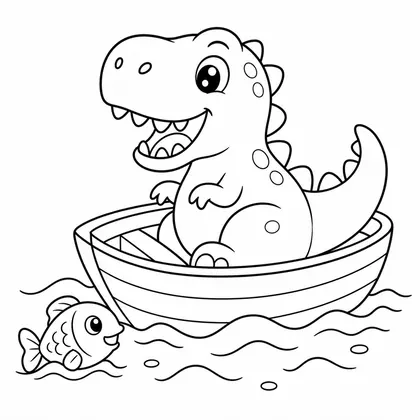 Planșă cu t-rex de colorat
