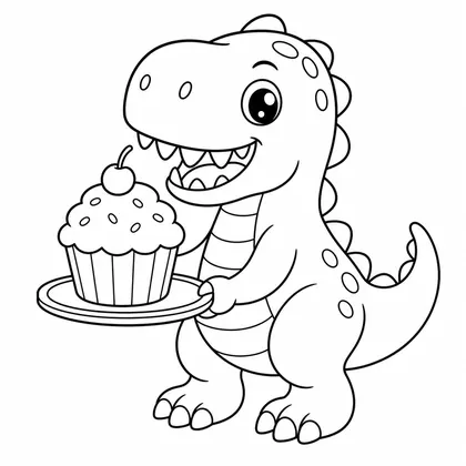 Planșă cu t-rex de colorat