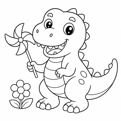Planșă cu t-rex de colorat