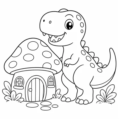Planșă cu t-rex de colorat