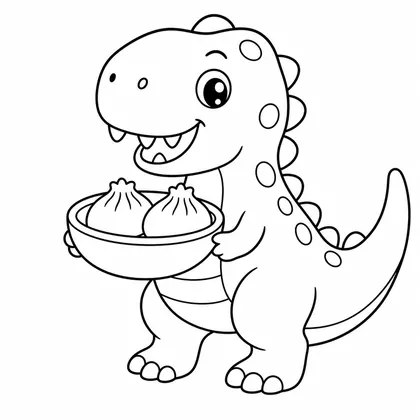 Planșă cu t-rex de colorat