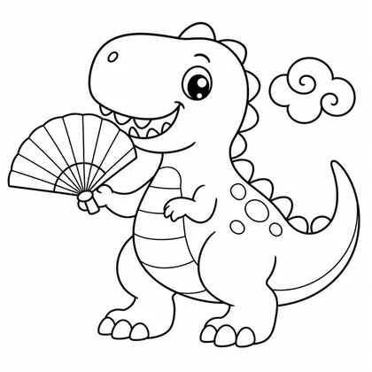 Planșă cu t-rex de colorat