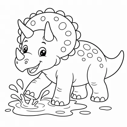 Planșă cu triceratops de colorat