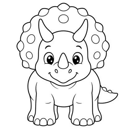 Planșă cu triceratops de colorat