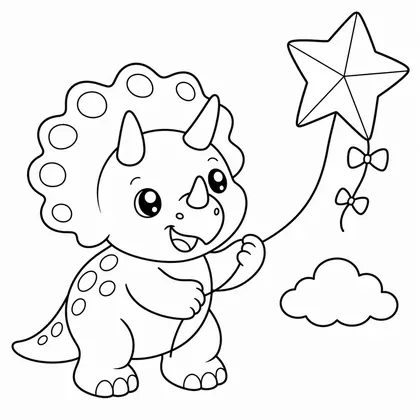 Planșă cu triceratops de colorat