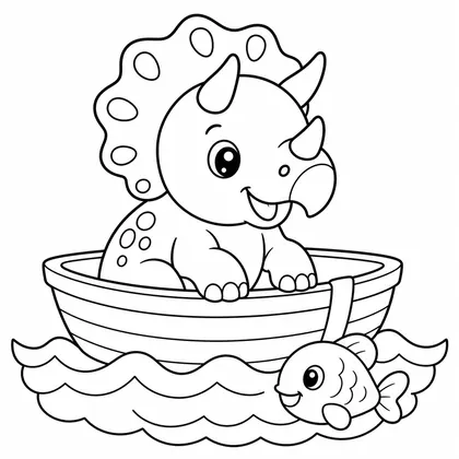 Planșă cu triceratops de colorat