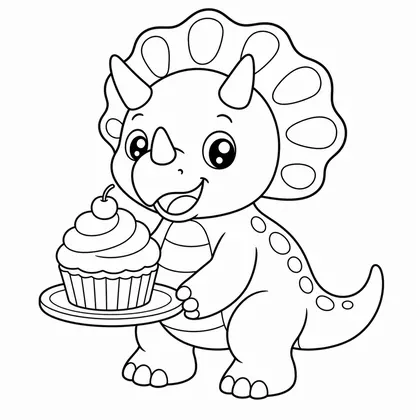 Planșă cu triceratops de colorat