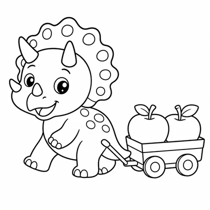 Planșă cu triceratops de colorat