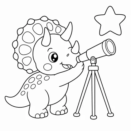 Planșă cu triceratops de colorat